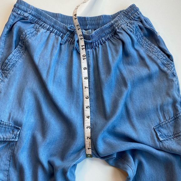 New (NWOT) Love tree Blue denim Chambray Cargo joggers Pockets Sz Large Tencil - Picture 5 of 9